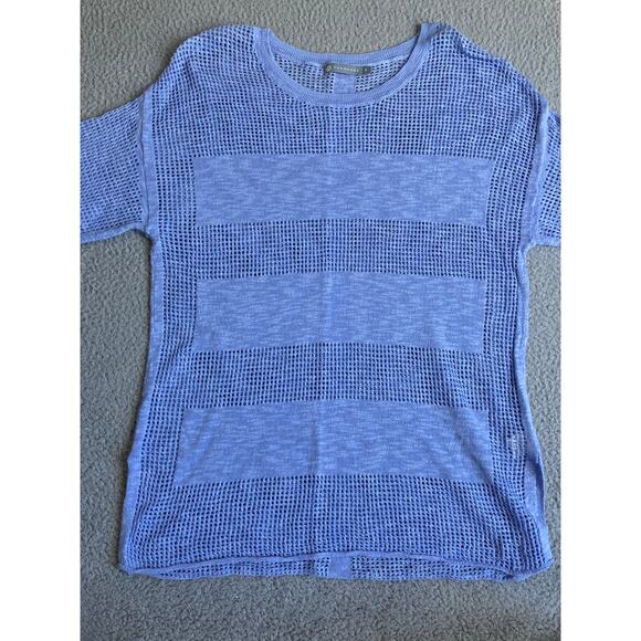 In Cashmere Sweater Small Open Knit Linen Sheer Oversize 3/4 Sleeve Pullove Boho - Picture 2 of 16